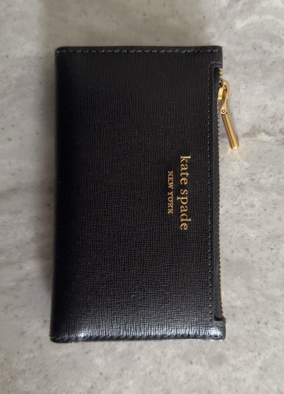 Kate Spade Morgan Slim Bifold Wallet Black Saffiano Leather K8918 NWOT